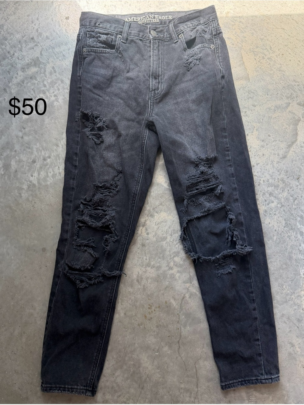 American Eagle Distressed Black Ripped Jeans